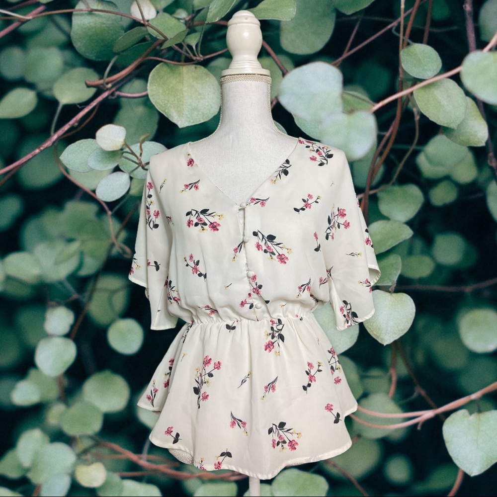 Sienna Sky Pink and White V-Neck Floral Blouse
